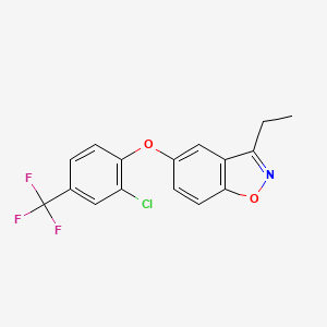 molecular formula C16H11ClF3NO2 B12890863 5-[2-Chloro-4-(trifluoromethyl)phenoxy]-3-ethyl-1,2-benzoxazole CAS No. 114195-16-3