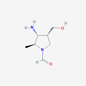 molecular formula C7H14N2O2 B12890870 (2S,3R,4R)-3-amino-4-(hydroxymethyl)-2-methylpyrrolidine-1-carbaldehyde 