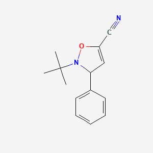 molecular formula C14H16N2O B12890878 2-tert-Butyl-3-phenyl-2,3-dihydro-1,2-oxazole-5-carbonitrile CAS No. 87352-07-6