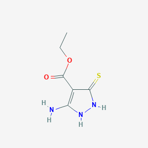 molecular formula C6H9N3O2S B12890942 Ethyl 5-amino-3-thioxo-2,3-dihydro-1H-pyrazole-4-carboxylate 