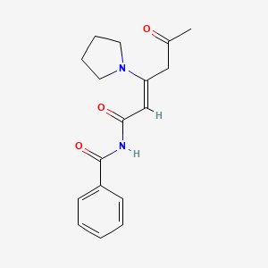 molecular formula C17H20N2O3 B12890945 N-(5-Oxo-3-(pyrrolidin-1-yl)hex-2-enoyl)benzamide 