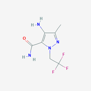 molecular formula C7H9F3N4O B12891028 4-Amino-3-methyl-1-(2,2,2-trifluoroethyl)-1H-pyrazole-5-carboxamide CAS No. 89239-97-4