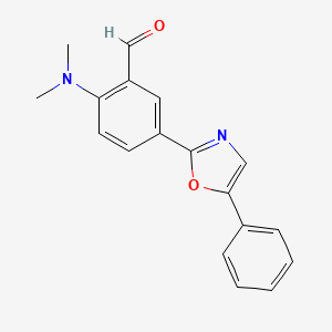 molecular formula C18H16N2O2 B12891074 2-(Dimethylamino)-5-(5-phenyl-1,3-oxazol-2-yl)benzaldehyde CAS No. 831197-42-3