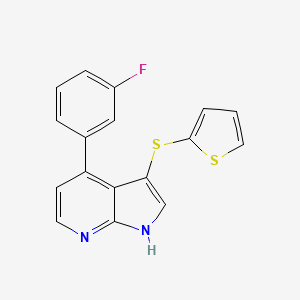 molecular formula C17H11FN2S2 B12891315 1H-Pyrrolo[2,3-b]pyridine, 4-(3-fluorophenyl)-3-(2-thienylthio)- CAS No. 858117-38-1