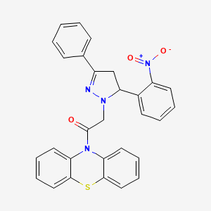 10-((4,5-Dihydro-5-(2-nitrophenyl)-3-phenyl-1H-pyrazol-1-yl)acetyl)-10H-phenothiazine