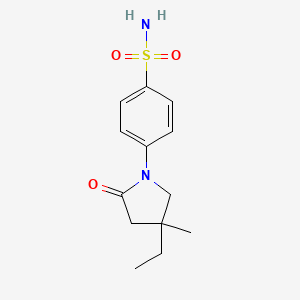 molecular formula C13H18N2O3S B12891417 4-(4-Ethyl-4-methyl-2-oxopyrrolidin-1-yl)benzenesulfonamide CAS No. 36090-33-2