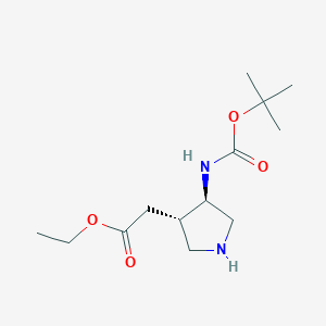 Ethyl 2-((3S,4R)-4-((tert-butoxycarbonyl)amino)pyrrolidin-3-yl)acetate