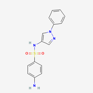 molecular formula C15H14N4O2S B12891434 Benzenesulfonamide, 4-amino-N-(1-phenyl-1H-pyrazol-4-yl)- CAS No. 15520-50-0