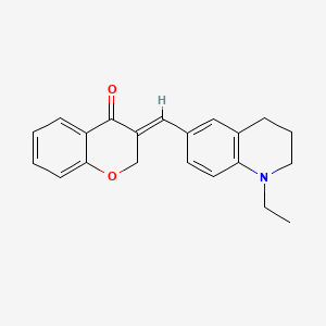 molecular formula C21H21NO2 B12891441 (3E)-3-[(1-ethyl-3,4-dihydro-2H-quinolin-6-yl)methylidene]chromen-4-one CAS No. 75535-23-8