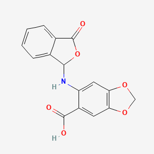 molecular formula C16H11NO6 B12891447 6-((1,3-Dihydro-3-oxo-1-isobenzofuranyl)amino)-1,3-benzodioxole-5-carboxylic acid CAS No. 64179-32-4