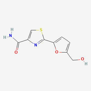 molecular formula C9H8N2O3S B12891510 4-Thiazolecarboxamide, 2-(5-(hydroxymethyl)-2-furanyl)- CAS No. 60084-14-2