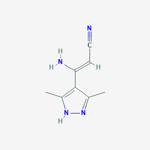 molecular formula C8H10N4 B12891602 3-Amino-3-(3,5-dimethyl-1H-pyrazol-4-yl)acrylonitrile 