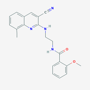 N-(2-((3-Cyano-8-methylquinolin-2-yl)amino)ethyl)-2-methoxybenzamide