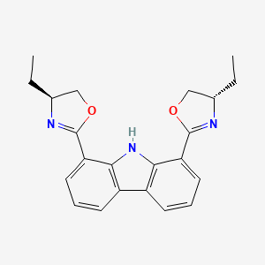 molecular formula C22H23N3O2 B12891716 1,8-Bis((S)-4-ethyl-4,5-dihydrooxazol-2-yl)-9H-carbazole 