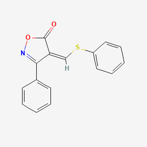 molecular formula C16H11NO2S B12891760 (Z)-3-Phenyl-4-((phenylthio)methylene)isoxazol-5(4H)-one 