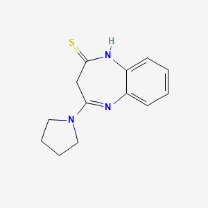 molecular formula C13H15N3S B12891820 4-(1-Pyrrolidinyl)-1,3-dihydro-2H-1,5-benzodiazepine-2-thione CAS No. 69540-73-4