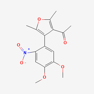 molecular formula C16H17NO6 B12891835 1-[4-(4,5-Dimethoxy-2-nitrophenyl)-2,5-dimethylfuran-3-YL]ethan-1-one CAS No. 88484-93-9