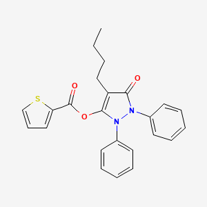 molecular formula C24H22N2O3S B12891850 4-Butyl-1,2-dihydro-5-((2-thenoyl)oxy)-1,2-diphenyl-3H-pyrazol-3-one CAS No. 87792-14-1