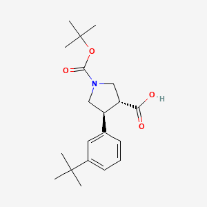 molecular formula C20H29NO4 B12891938 (3R,4S)-rel-1-(tert-Butoxycarbonyl)-4-(3-(tert-butyl)phenyl)pyrrolidine-3-carboxylic acid 