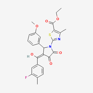 molecular formula C26H23FN2O6S B12892047 Ethyl 2-(3-(3-fluoro-4-methylbenzoyl)-4-hydroxy-2-(3-methoxyphenyl)-5-oxo-2,5-dihydro-1H-pyrrol-1-yl)-4-methylthiazole-5-carboxylate CAS No. 617697-36-6