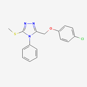 molecular formula C16H14ClN3OS B12892096 3-[(4-Chlorophenoxy)methyl]-5-(methylsulfanyl)-4-phenyl-4H-1,2,4-triazole CAS No. 116454-44-5