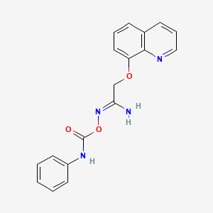 molecular formula C18H16N4O3 B12892216 N-((Phenylcarbamoyl)oxy)-2-(quinolin-8-yloxy)acetimidamide 