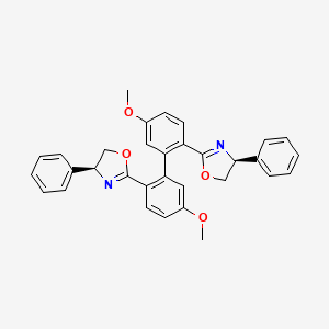 molecular formula C32H28N2O4 B12892286 (4S,4'S)-2,2'-(5,5'-Dimethoxy-[1,1'-biphenyl]-2,2'-diyl)bis(4-phenyl-4,5-dihydrooxazole) 