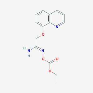 molecular formula C14H15N3O4 B12892359 N-((Ethoxycarbonyl)oxy)-2-(quinolin-8-yloxy)acetimidamide 