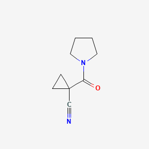 molecular formula C9H12N2O B12892419 1-(Pyrrolidine-1-carbonyl)cyclopropanecarbonitrile 