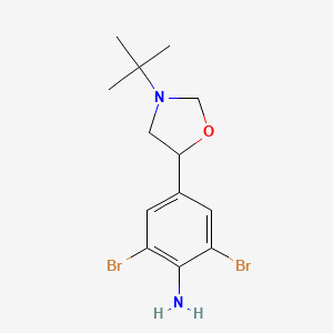 molecular formula C13H18Br2N2O B12892444 2,6-Dibromo-4-(3-tert-butyl-1,3-oxazolidin-5-yl)aniline CAS No. 88698-33-3