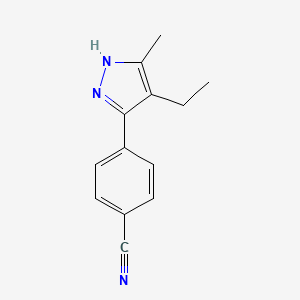 molecular formula C13H13N3 B12892566 4-(4-Ethyl-5-methyl-1H-pyrazol-3-yl)benzonitrile 