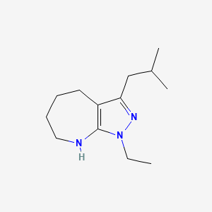 molecular formula C13H23N3 B12892663 1-Ethyl-3-isobutyl-1,4,5,6,7,8-hexahydropyrazolo[3,4-b]azepine 