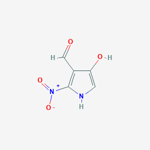 molecular formula C5H4N2O4 B12892719 4-hydroxy-2-nitro-1H-pyrrole-3-carbaldehyde 