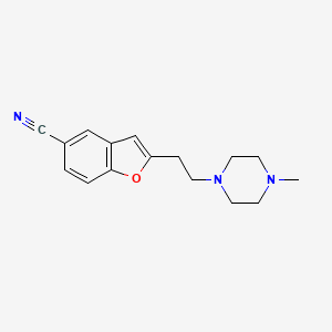 molecular formula C16H19N3O B12892730 2-[2-(4-Methylpiperazin-1-yl)ethyl]-1-benzofuran-5-carbonitrile CAS No. 919088-06-5