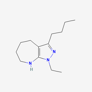 molecular formula C13H23N3 B12892852 3-Butyl-1-ethyl-1,4,5,6,7,8-hexahydropyrazolo[3,4-b]azepine 