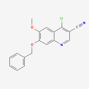 molecular formula C18H13ClN2O2 B1289288 7-(Benzyloxy)-4-chloro-6-methoxyquinoline-3-carbonitrile CAS No. 214476-99-0