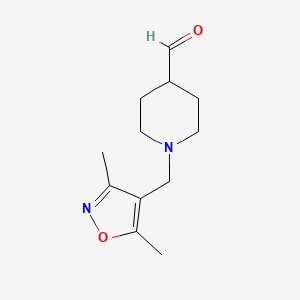 molecular formula C12H18N2O2 B12892901 1-((3,5-Dimethylisoxazol-4-yl)methyl)piperidine-4-carbaldehyde 