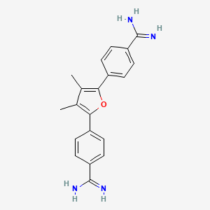 molecular formula C20H20N4O B12892942 3,4-Dimethyl-2,5-bis(4-amidinophenyl)furan 