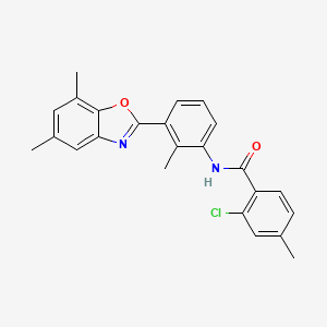 2-chloro-N-[3-(5,7-dimethyl-1,3-benzoxazol-2-yl)-2-methylphenyl]-4-methylbenzamide