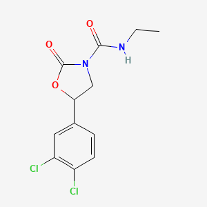 molecular formula C12H12Cl2N2O3 B12893013 5-(3,4-Dichlorophenyl)-N-ethyl-2-oxo-3-oxazolidinecarboxamide CAS No. 34725-08-1