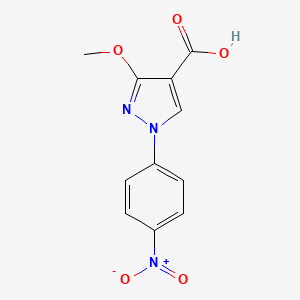 molecular formula C11H9N3O5 B12893182 3-Methoxy-1-(4-nitrophenyl)-1H-pyrazole-4-carboxylic acid CAS No. 88597-48-2