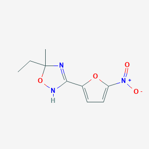 molecular formula C9H11N3O4 B12893214 5-Ethyl-5-methyl-3-(5-nitrofuran-2-yl)-2,5-dihydro-1,2,4-oxadiazole 