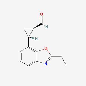 molecular formula C13H13NO2 B12893277 (1R,2R)-2-(2-Ethylbenzo[d]oxazol-7-yl)cyclopropanecarbaldehyde 