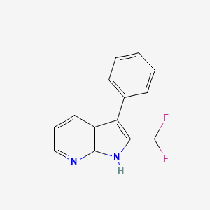 molecular formula C14H10F2N2 B12893284 2-(Difluoromethyl)-3-phenyl-1H-pyrrolo[2,3-b]pyridine 