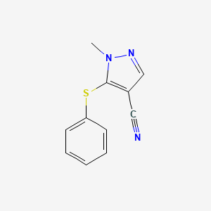 molecular formula C11H9N3S B12893306 1-Methyl-5-phenylsulfanyl-1H-pyrazole-4-carbonitrile CAS No. 839732-04-6