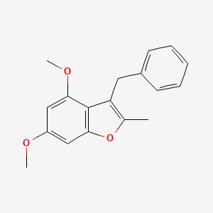 molecular formula C18H18O3 B12893361 Benzofuran, 4,6-dimethoxy-2-methyl-3-(phenylmethyl)- CAS No. 831171-04-1