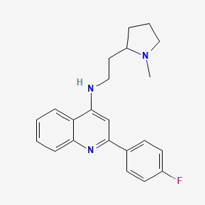 molecular formula C22H24FN3 B12893384 4-Quinolinamine, 2-(4-fluorophenyl)-N-[2-(1-methyl-2-pyrrolidinyl)ethyl]- CAS No. 510755-24-5