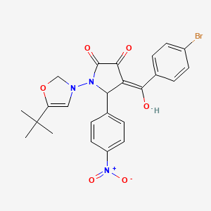 molecular formula C24H22BrN3O6 B12893523 4-((4-Bromophenyl)(hydroxy)methylene)-1-(5-(tert-butyl)oxazol-3(2H)-yl)-5-(4-nitrophenyl)pyrrolidine-2,3-dione 