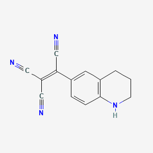 molecular formula C14H10N4 B12893547 Malononitrile, (cyano-(1,2,3,4-tetrahydro-6-quinolyl)methylene)- CAS No. 97460-75-8