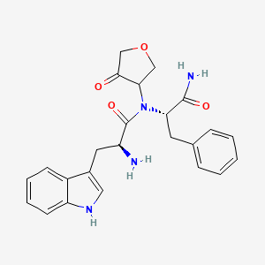 molecular formula C24H26N4O4 B12895037 (2S)-2-Amino-N-((S)-1-amino-1-oxo-3-phenylpropan-2-yl)-3-(1H-indol-3-yl)-N-(4-oxotetrahydrofuran-3-yl)propanamide 